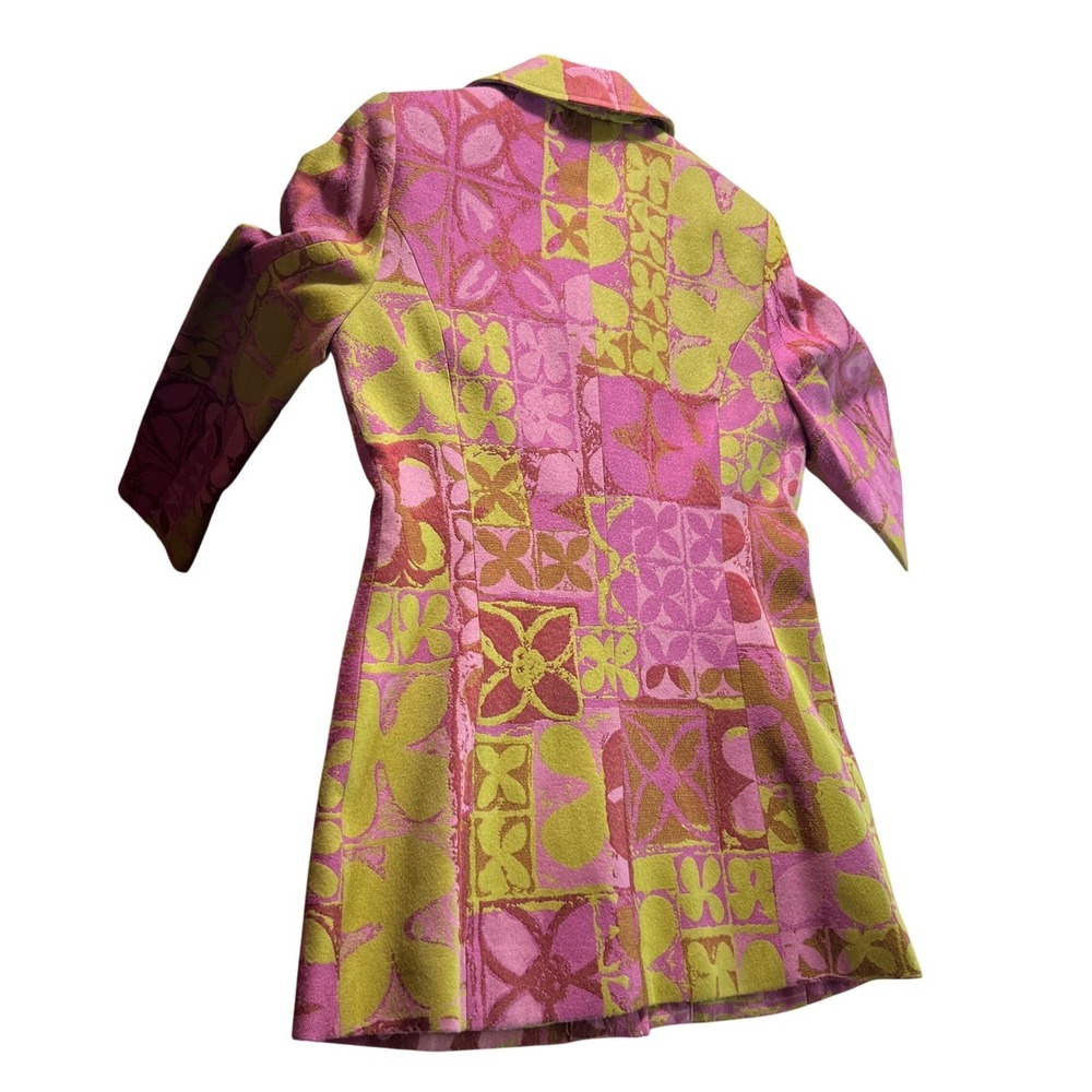Vintage Y2K Psychedelic Floral Blazer‎ 90s Mod Retro Pink Green Statement Jacket - Picture 10 of 12